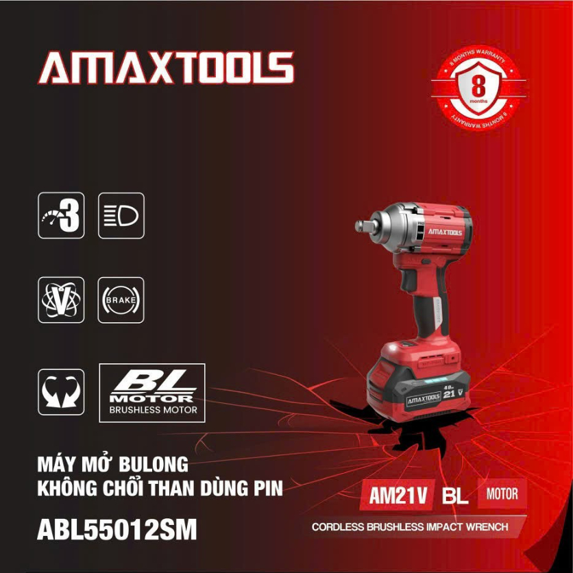 Máy siết bulong dùng pin AMAXTOOLS ABL55012SM (chưa có pin sạc)