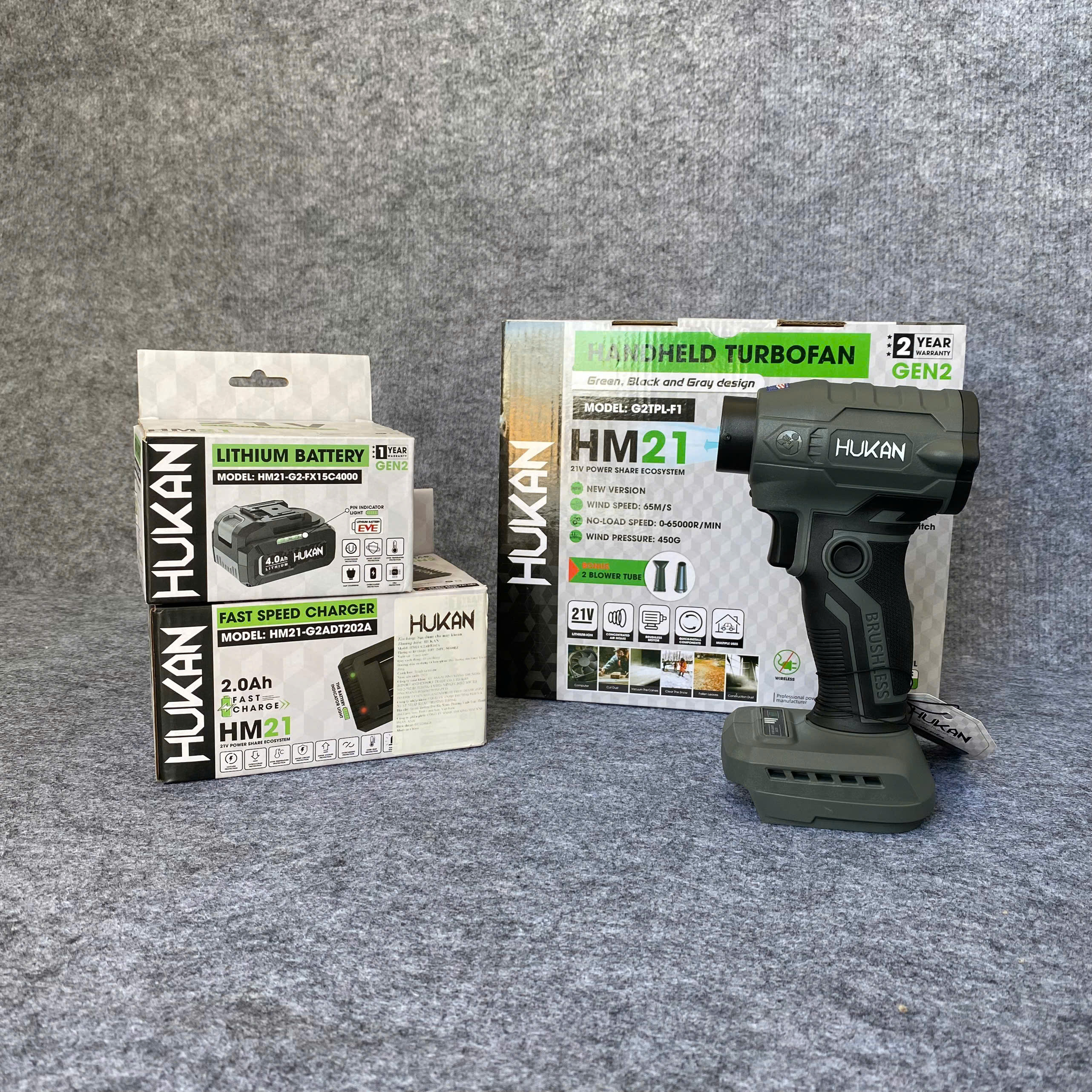 (Tặng thước dây 5m) Máy thổi phản lực dùng pin HUKAN G2TPL-F1 (chưa pin sạc)
