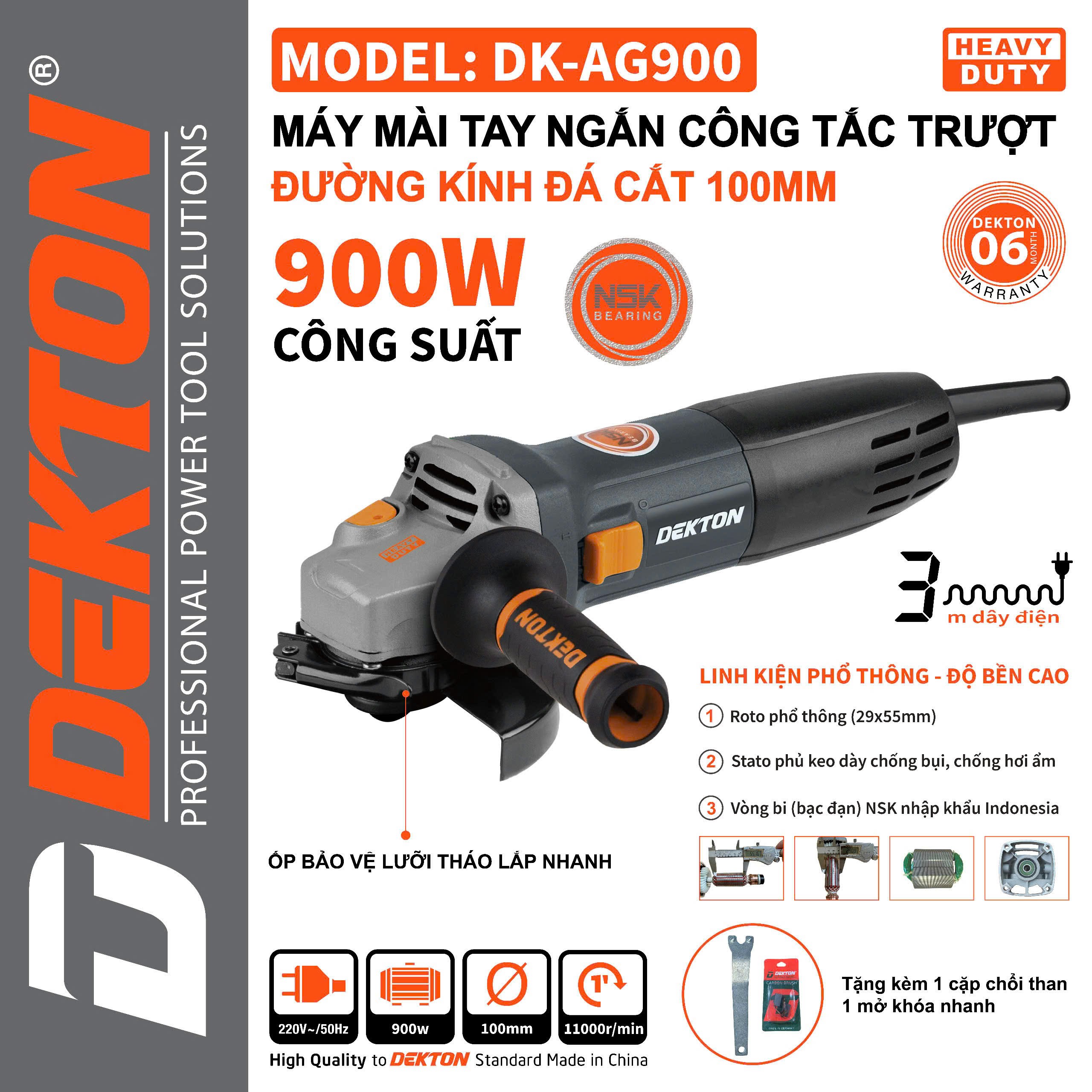 Máy mài tay ngắn công tắc trượt DEKTON DK-AG900