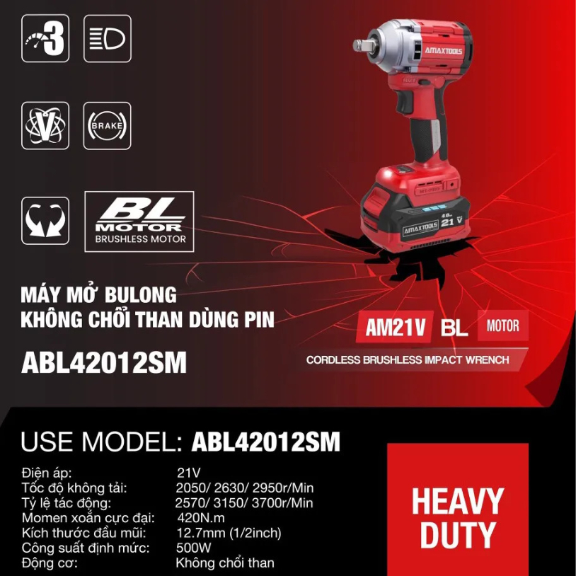 Máy siết bulong dùng pin AMAXTOOLS ABL42012SM (chưa có pin sạc)