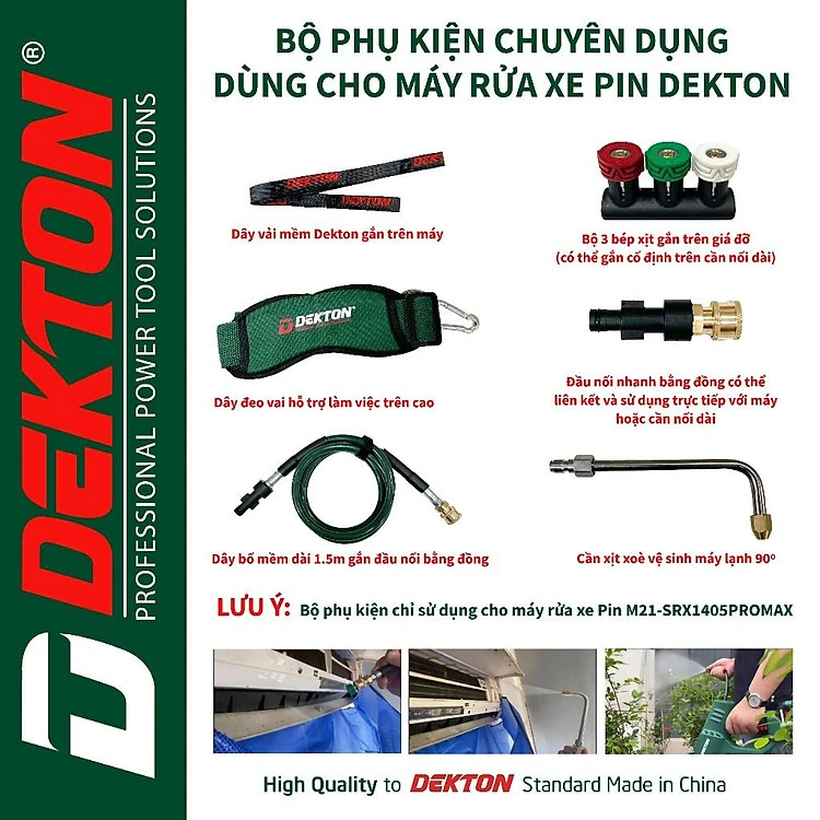 Máy xịt rửa xe dùng pin DEKTON M21-SRX1405PROMAX (Chưa có pin và sạc)