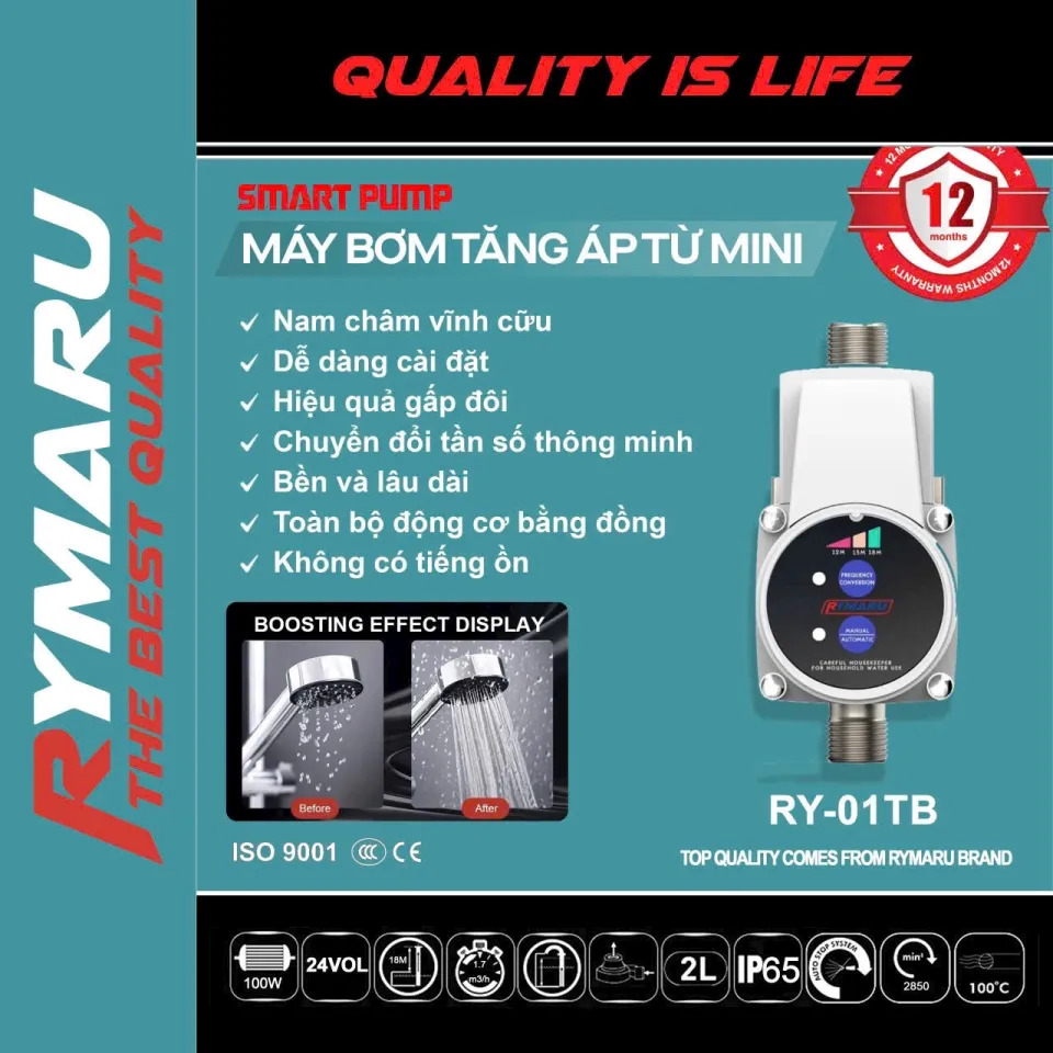 Máy bơm tăng áp từ mini RYMARU RY-01TB