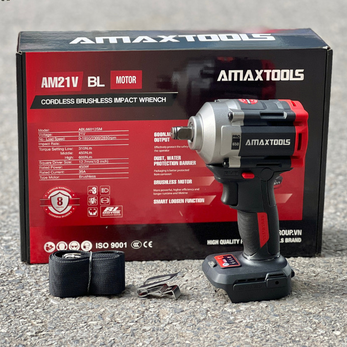 Máy siết bulong sử dụng pin AMAXTOOLS ABL66012SM (chưa có pin sạc)