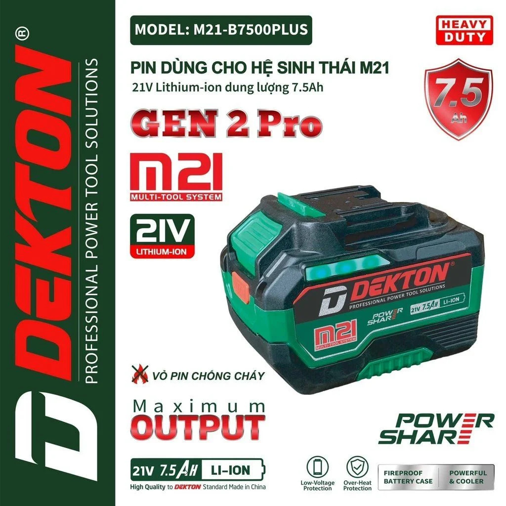 Pin 21V 7.5Ah DEKTON M21-B7500PLUS
