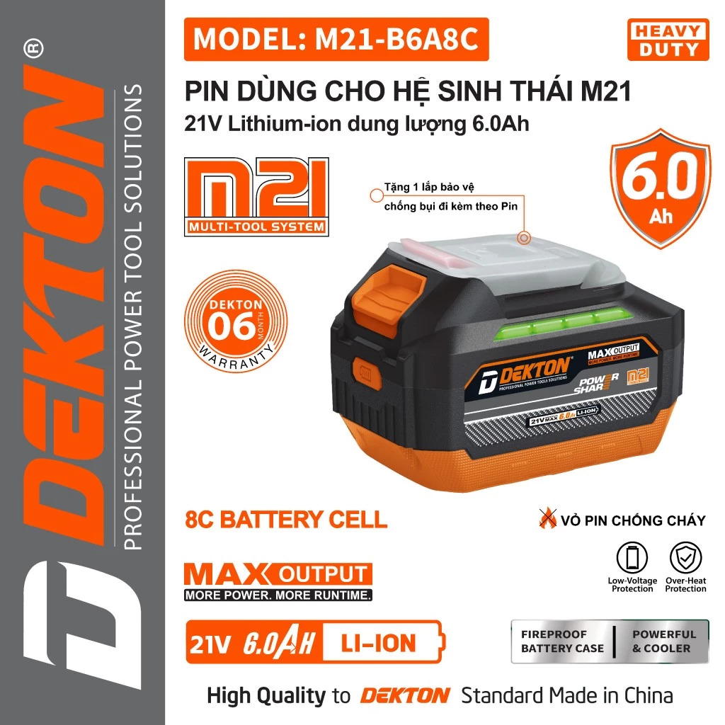 Pin 21V 6.0Ah DEKTON M21-B6A8C