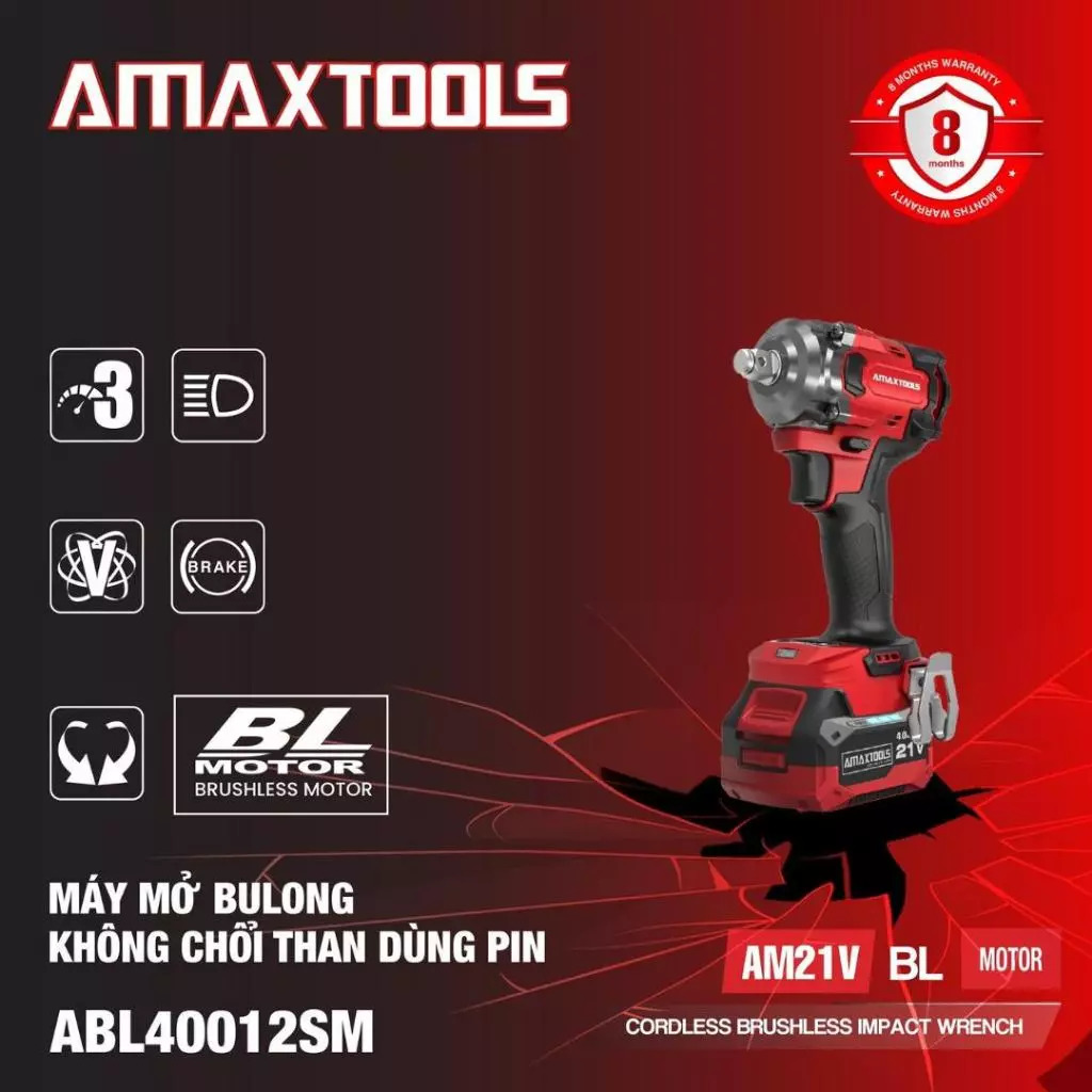 Máy siết bulong dùng pin AMAXTOOLS ABL40012SM (chưa có pin sạc)