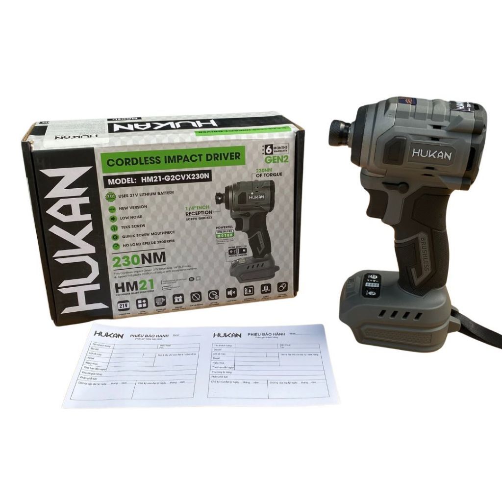 Máy chuyên vít HUKAN HM21-G2CVX230N (chưa có pin và sạc)