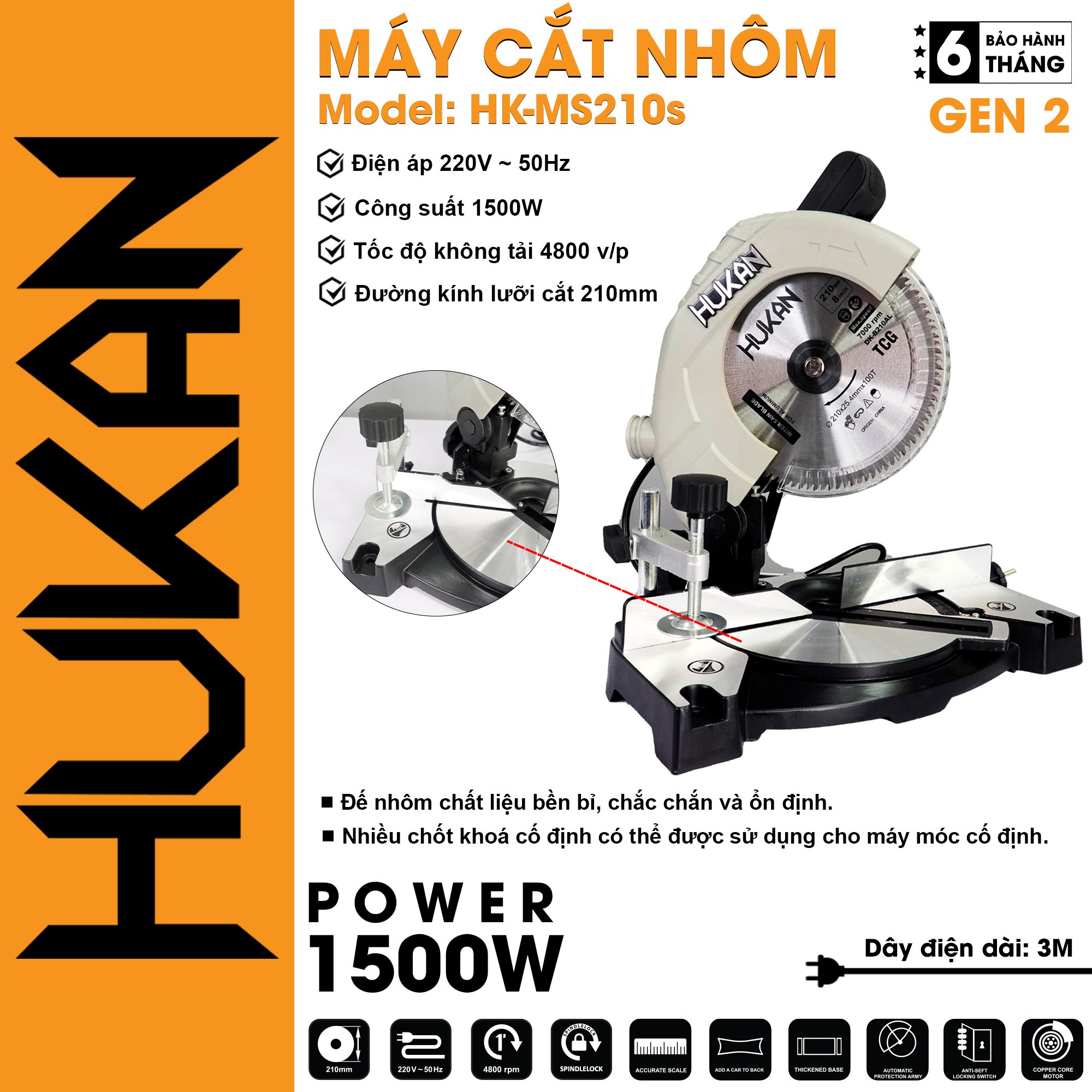 Máy cắt nhôm dùng điện HUKAN HK-MS210s