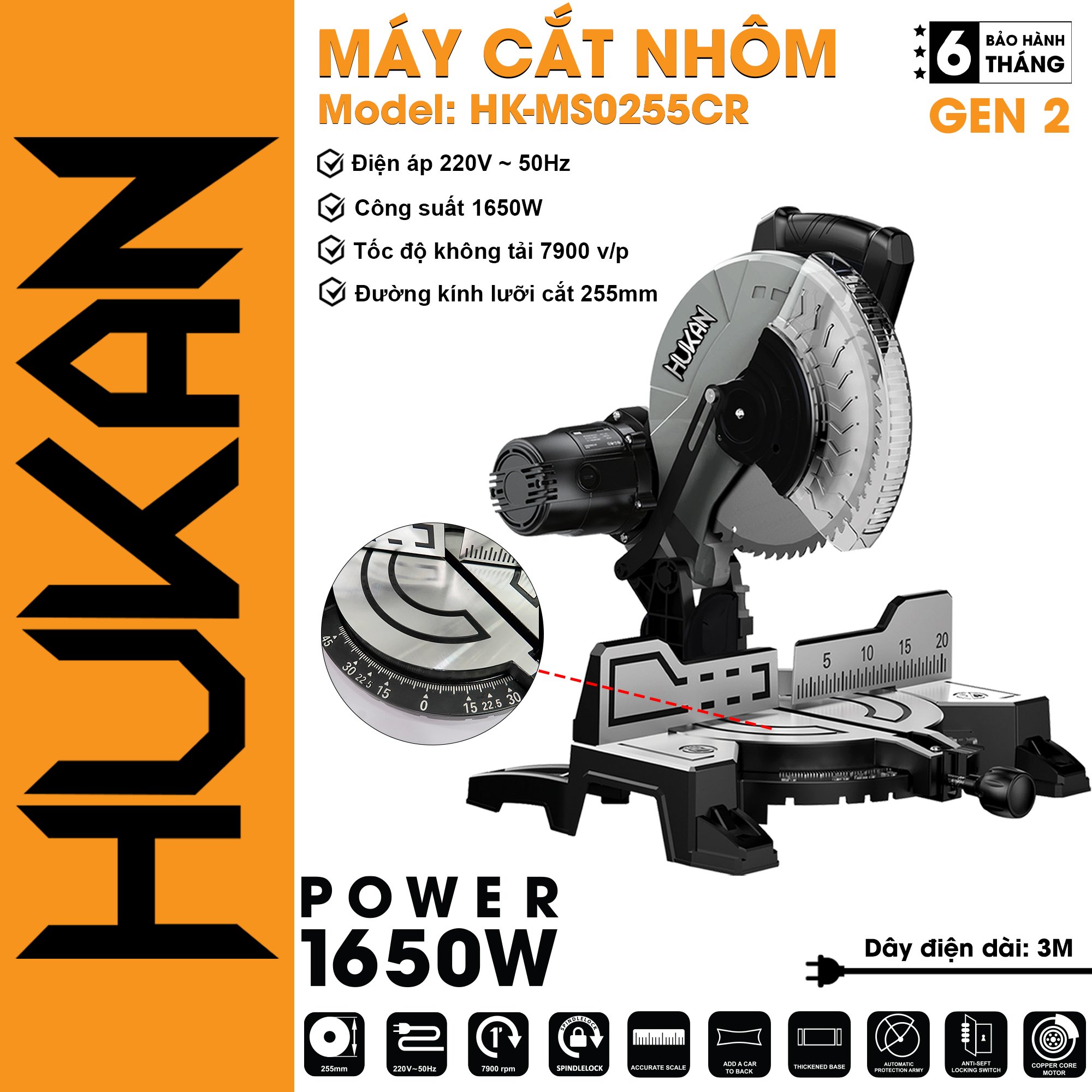 Máy cắt nhôm dùng diện HUKAN HK-MS0255CR