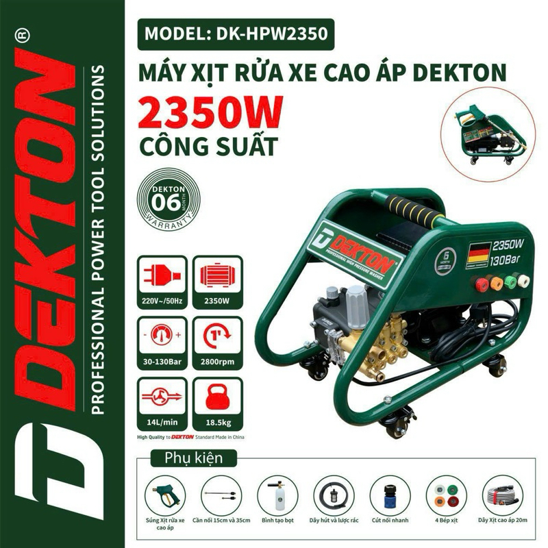 Máy rửa xe điện DEKTON DK-HPW2350 (CAO ÁP) CÓ CHỐNG GIẬT