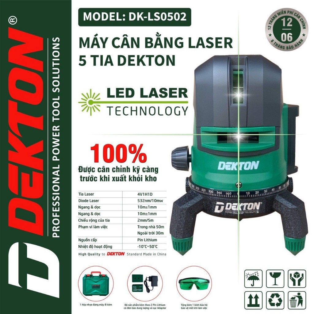 Máy laser 5 tia xanh DEKTON DK-LS0502