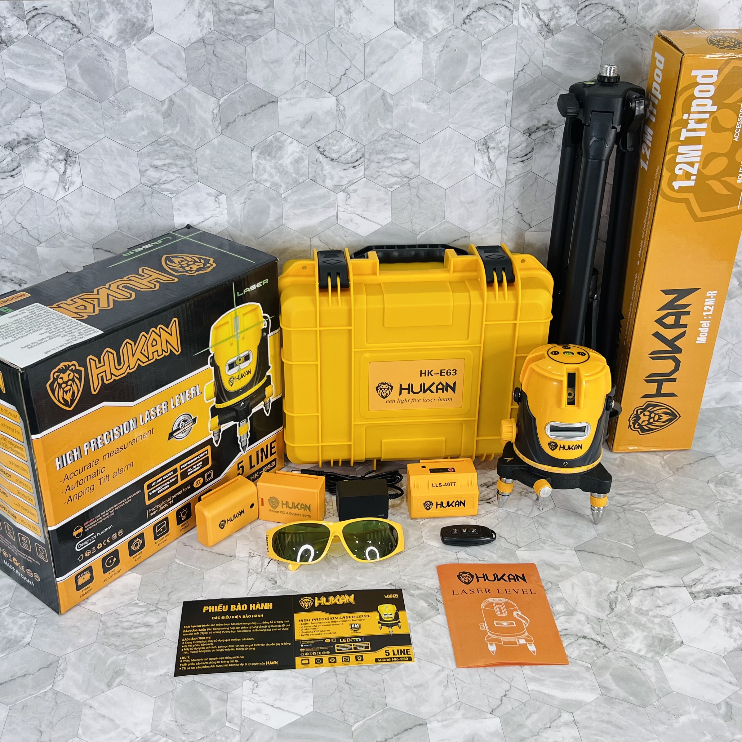 Máy cân bằng laser 5 line HUKAN HK-E63 (không kèm chân)