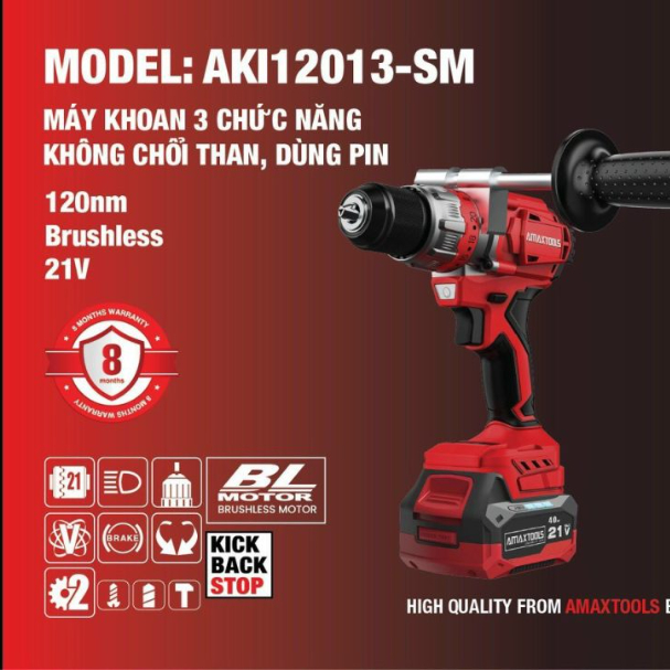 Máy khoan dùng pin M21 AMAXTOOLS AKI12013SM2 (chưa có pin sạc)