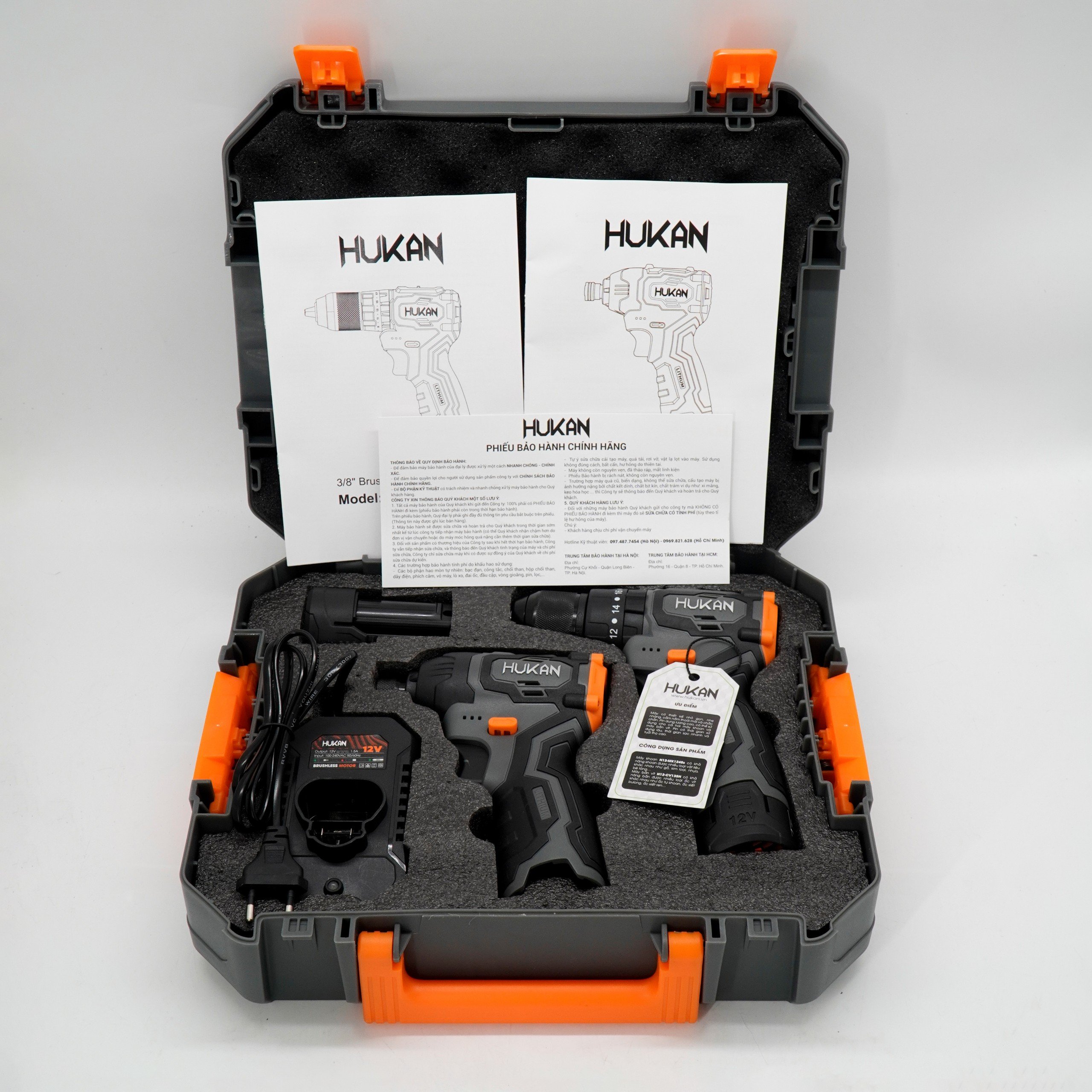 Combo máy khoan và máy vít pin HUKAN CB12V-V3