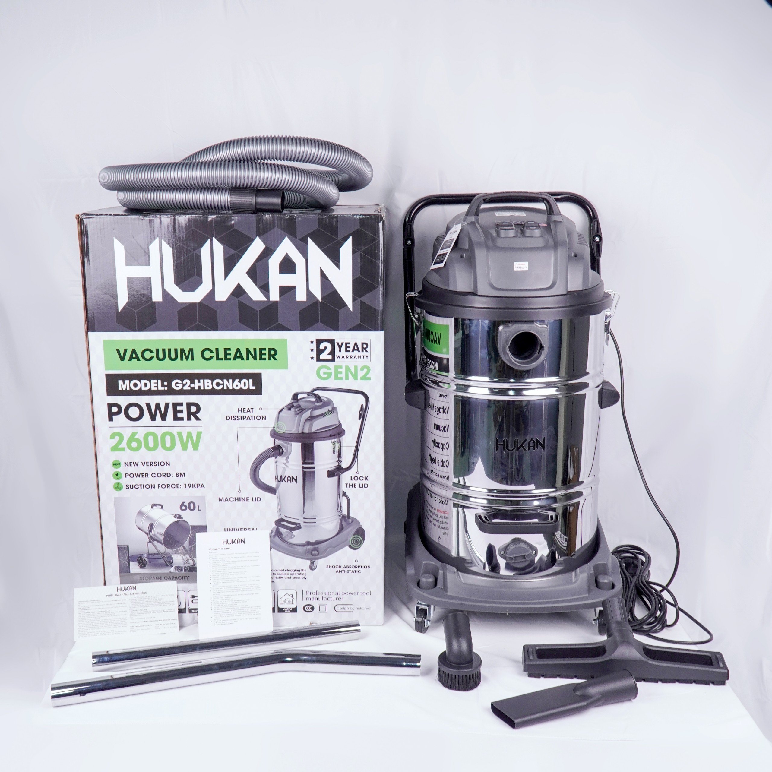 Máy hút bụi công nghiệp 60L HUKAN (GEN2) G2-HBCN60L