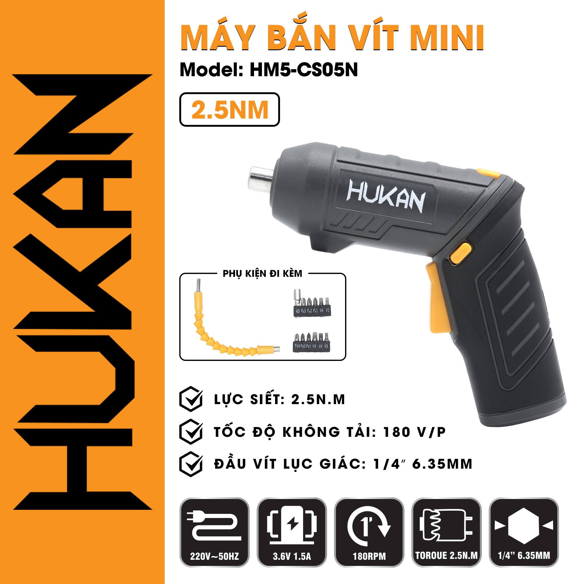 Máy bắn vít mini – máy chuyên vít gập HUKAN HM5-CS05N