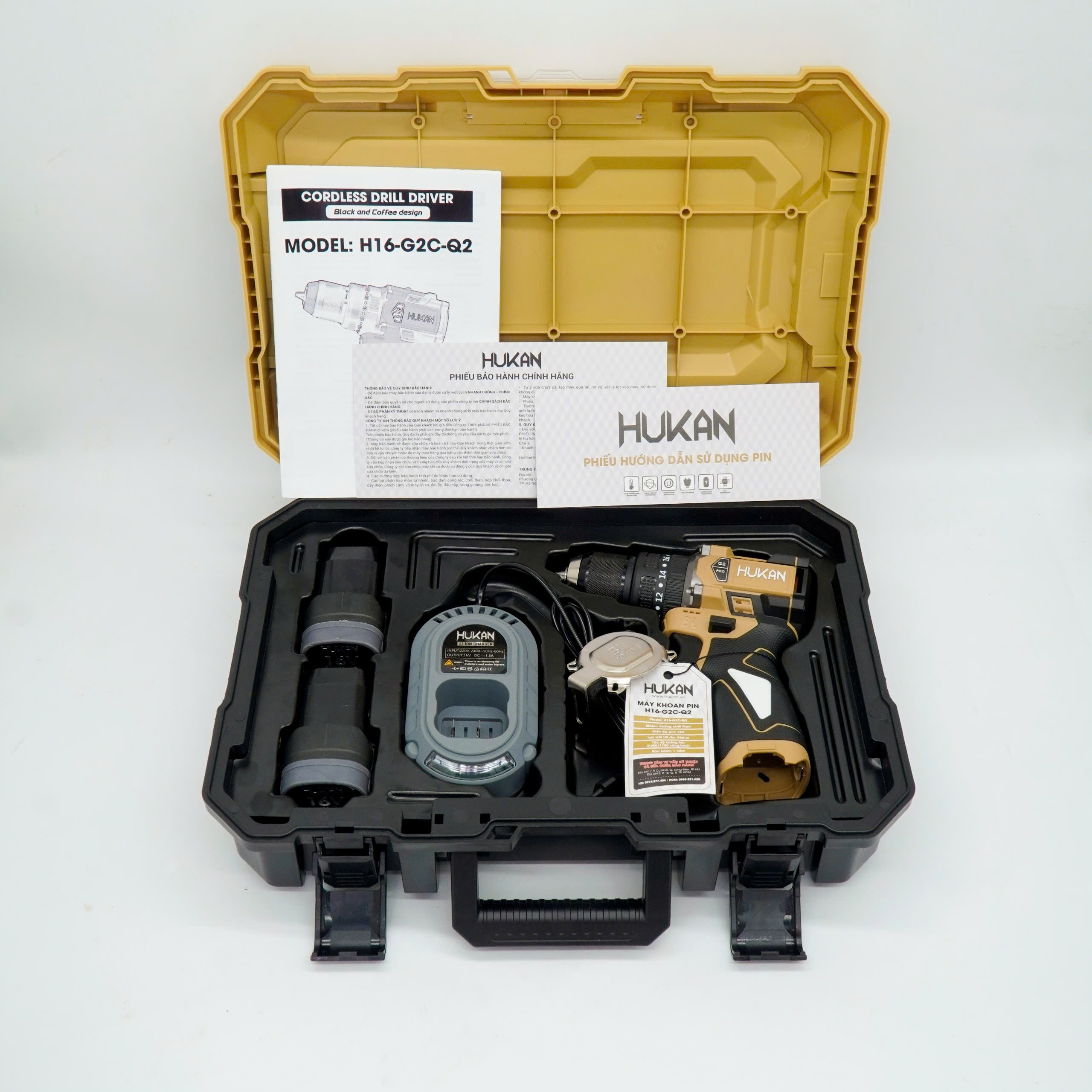 Máy khoan dùng pin 10mm Gen 2 HUKAN H16-G2C-Q2 và H16-G2X-Q2 (có khóa trục)