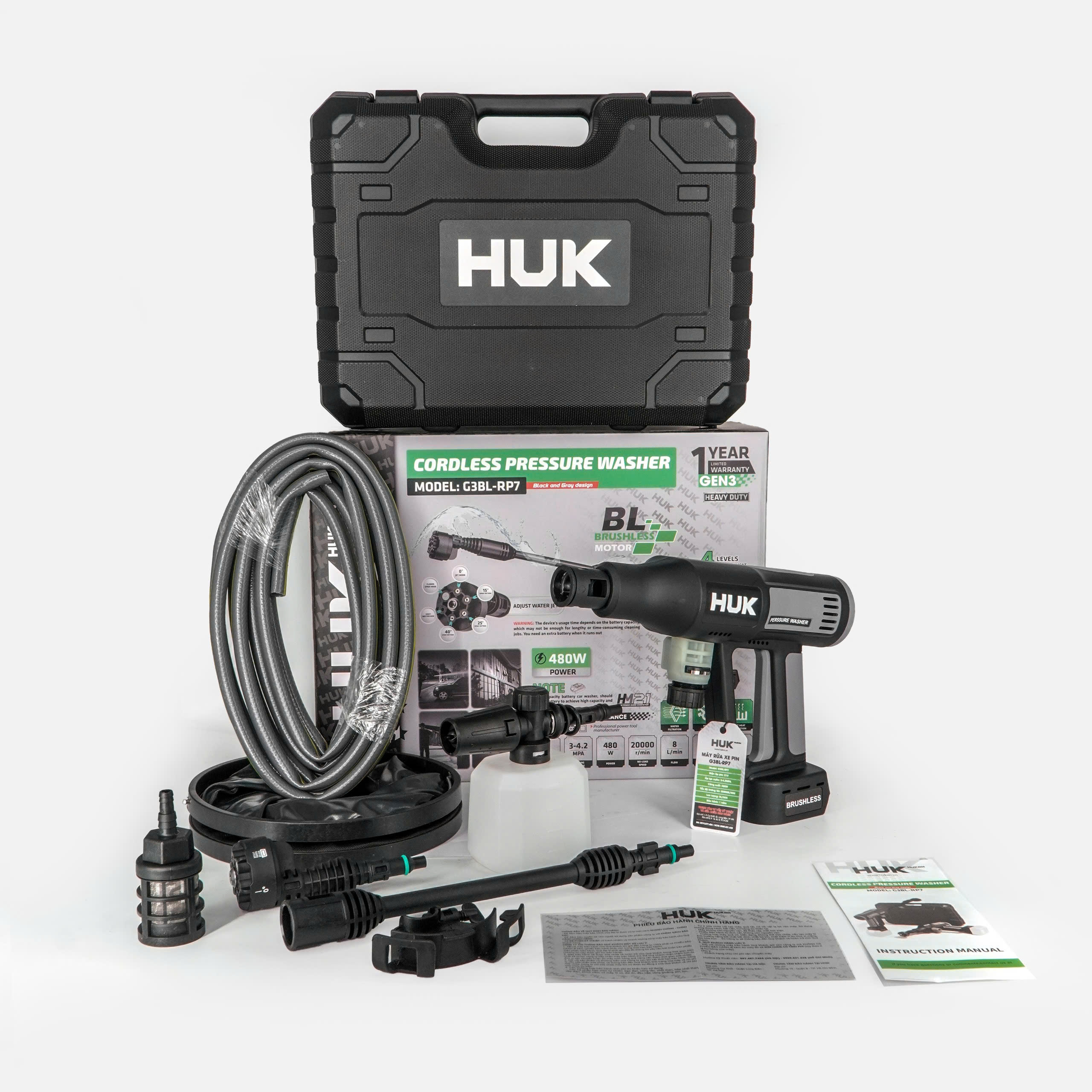 Máy rửa xe sử dụng pin HUKAN (GEN 3) G3BL-RP7 (chưa có pin sạc)