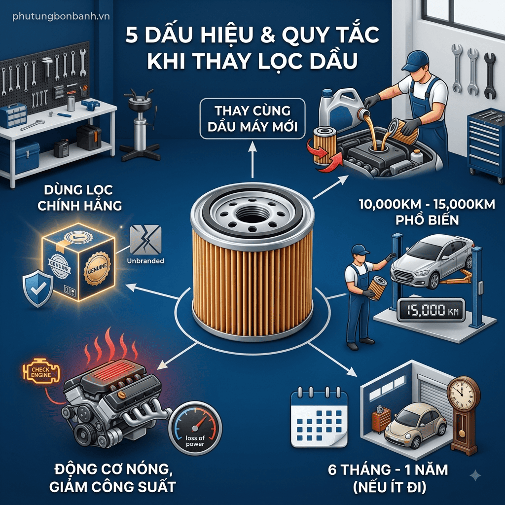 🚨 5 LƯU Ý VÀ QUY TẮC VÀNG KHI THAY LỌC DẦU ĐỘNG CƠ Ô TÔ