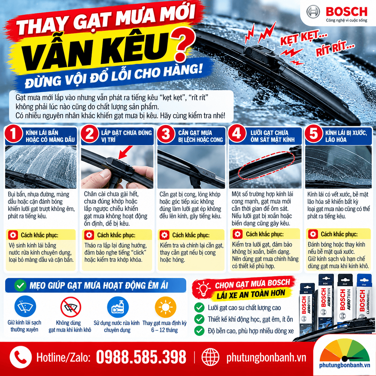 Thay Gạt Mưa Mới Vẫn Kêu? 5 Nguyên Nhân Và Cách Khắc Phục