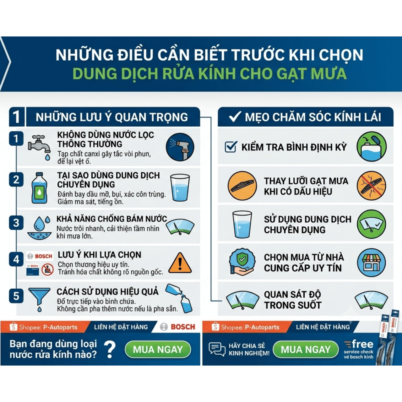 NHỮNG ĐIỀU CẦN BIẾT TRƯỚC KHI CHỌN DUNG DỊCH RỬA KÍNH CHO GẠT MƯA