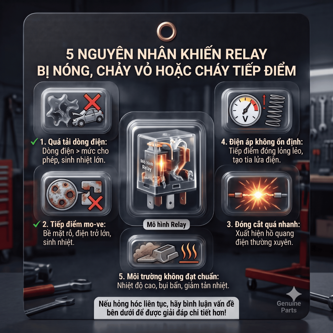 RELAY BỊ NÓNG, CHẢY VỎ, CHÁY TIẾP ĐIỂM — DO ĐÂU?