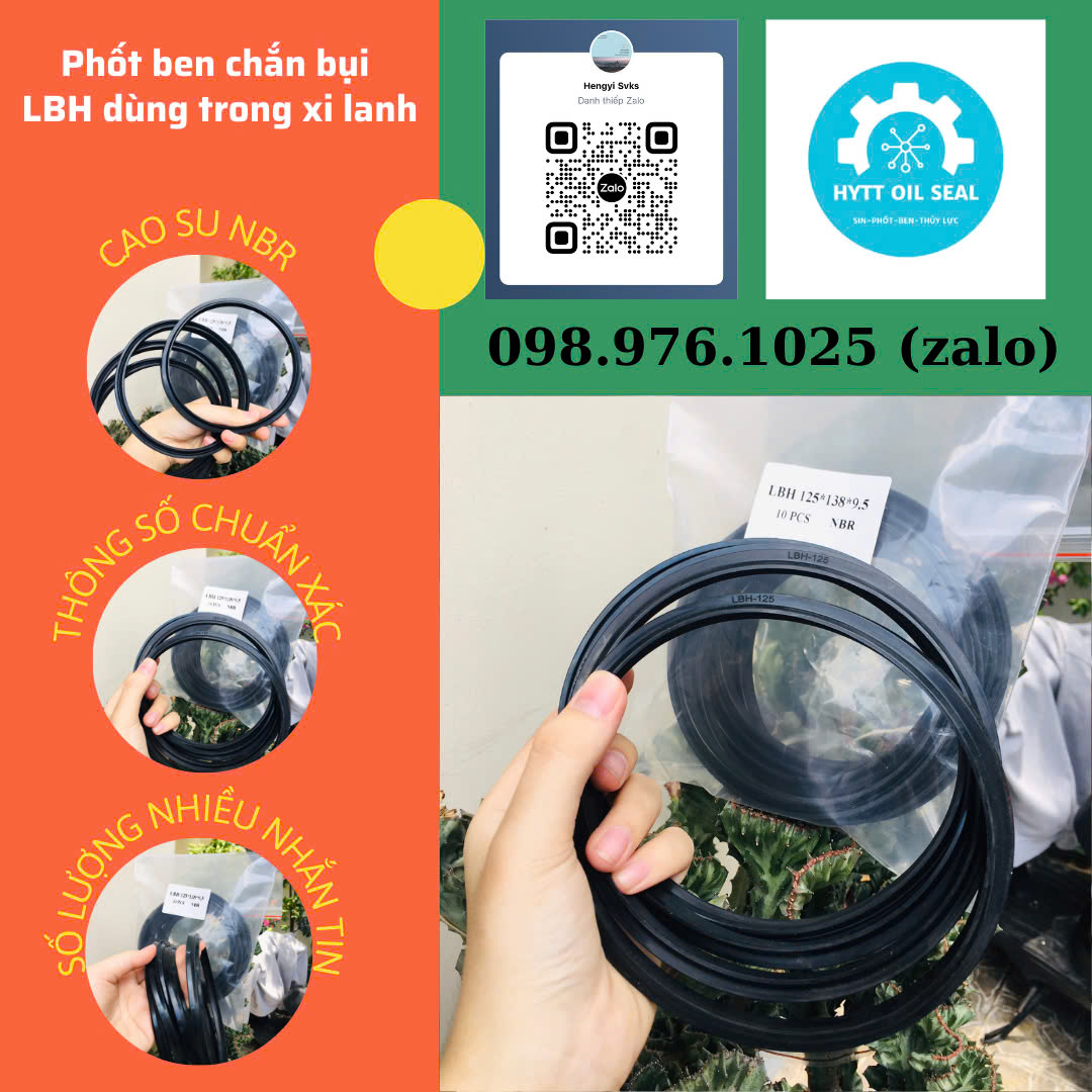 PHỐT CHẮN BỤI LBH-125, VÒNG ĐỆM CAO SU XI LANH THỦY LỰC LBH 125x138x9.5
