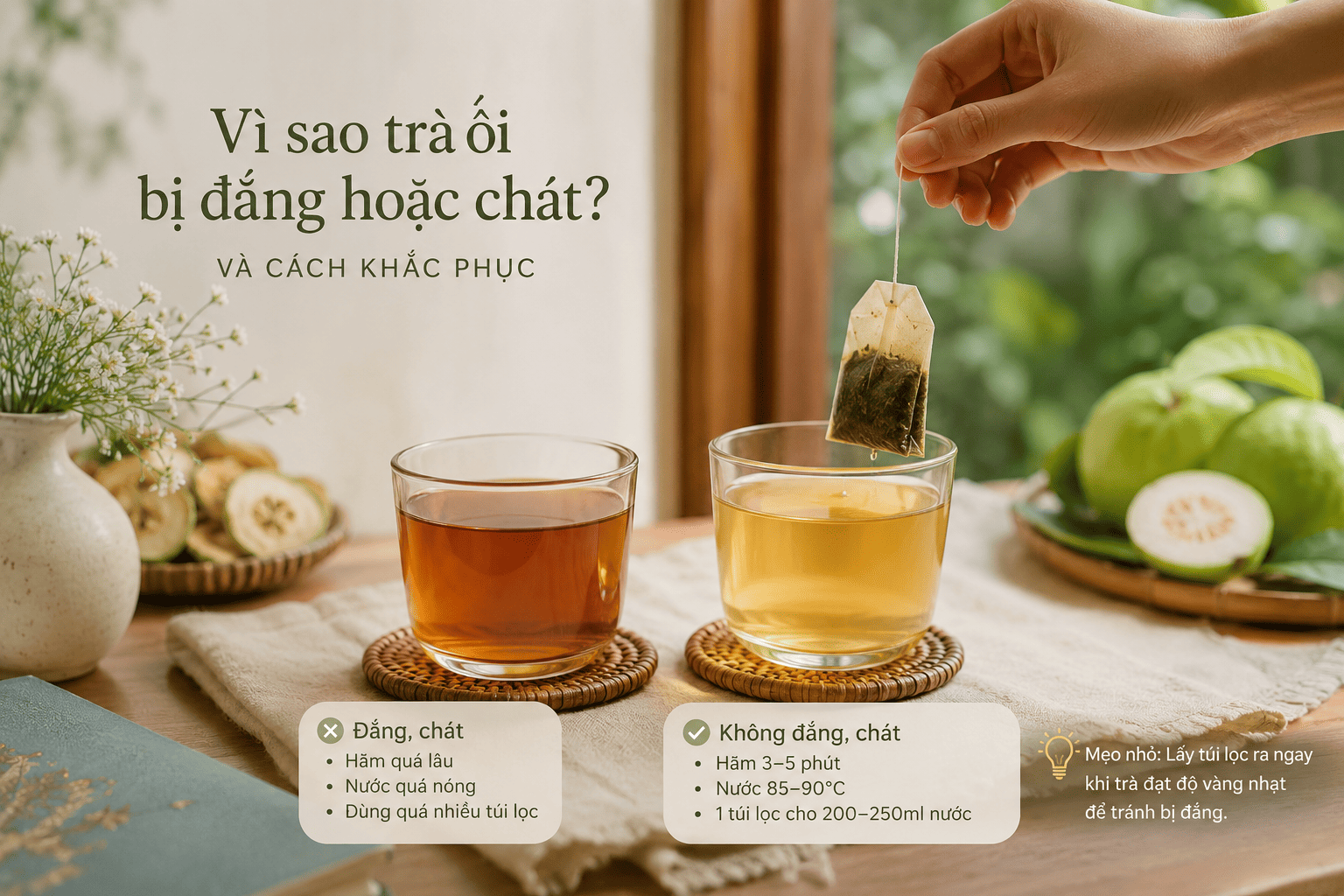 Vì sao trà ổi bị đắng hoặc chát? 5 lỗi pha trà thường gặp