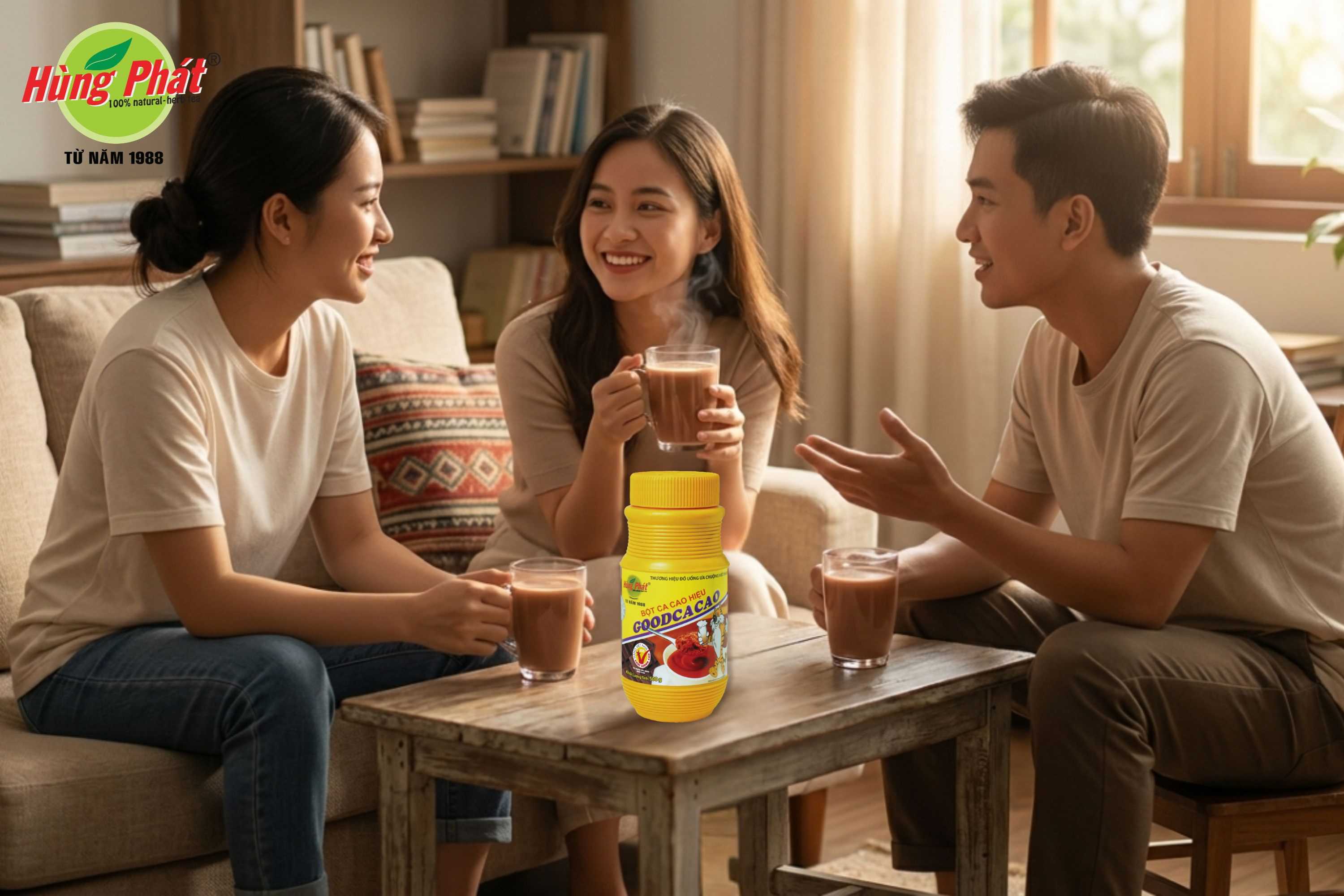 Khi có bạn bè bên cạnh Bột Good Cacao giúp cuộc trò chuyện trở nên gần gũi hơn
