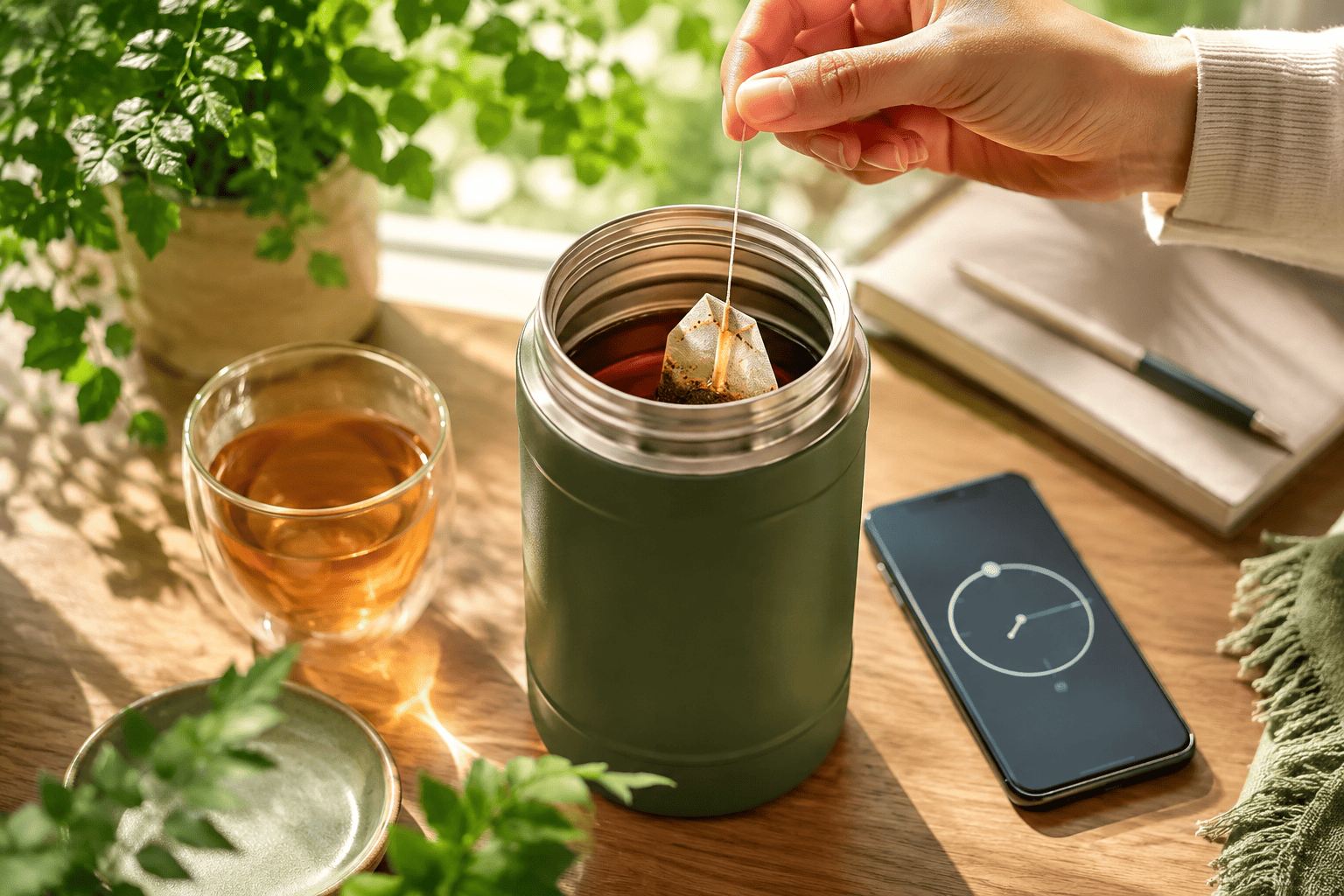 Pha trà túi lọc trong bình giữ nhiệt thế nào để trà không quá đậm?