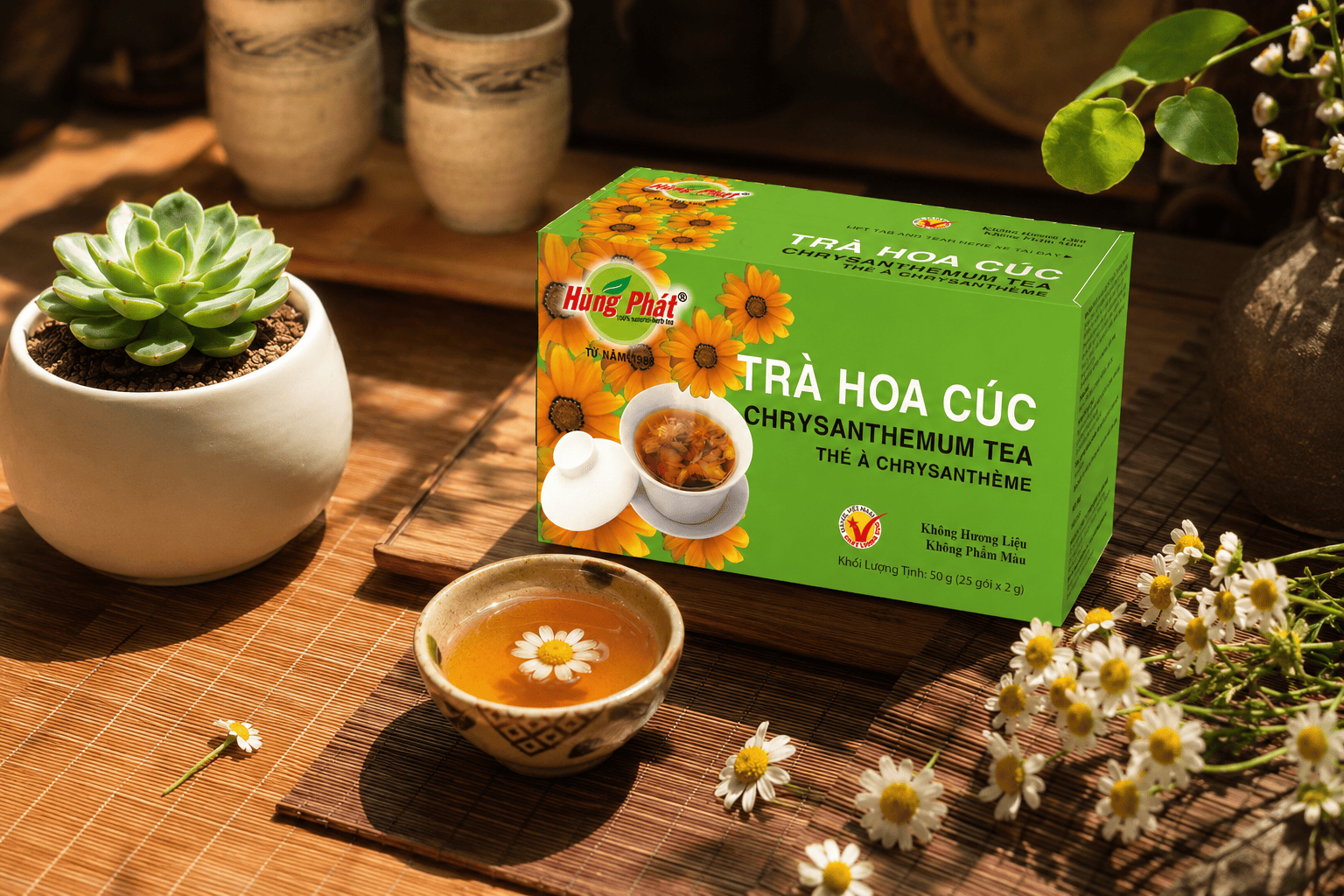Trà Hoa Cúc Hùng Phát – Tách Trà Thanh Dịu Cho Nhịp Sống Nhẹ Nhàng Mỗi Ngày