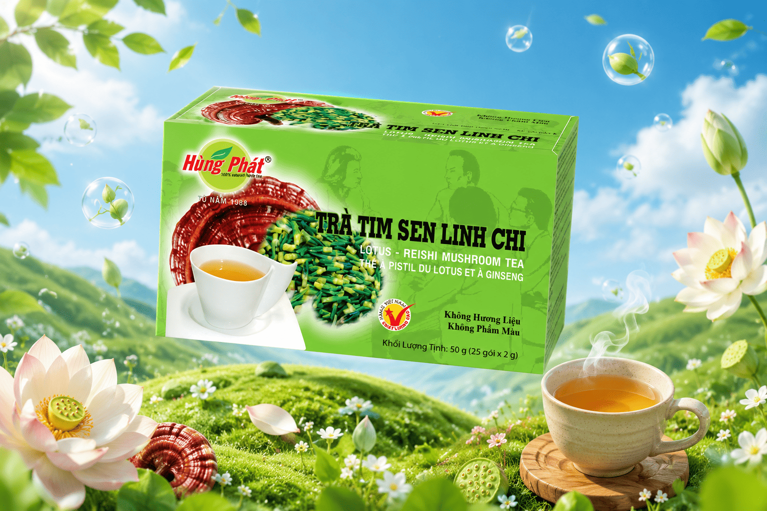 Trà Tim Sen Linh Chi Hùng Phát – Tách Trà Thảo Mộc Cho Buổi Tối Chậm Lại