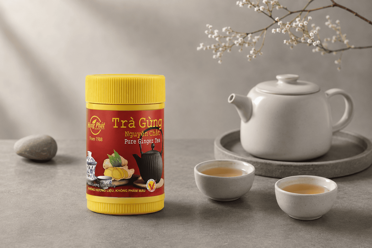 Trà Gừng Nguyên Chất Hũ 100g - Từ Ly Pha Nhanh Đến Căn Bếp Mỗi Ngày