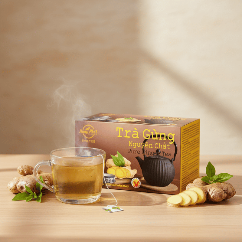 Trà Gừng Nguyên Chất Hùng Phát: Hương Vị Mộc Mạc Từ Gừng Già Tự Nhiên
