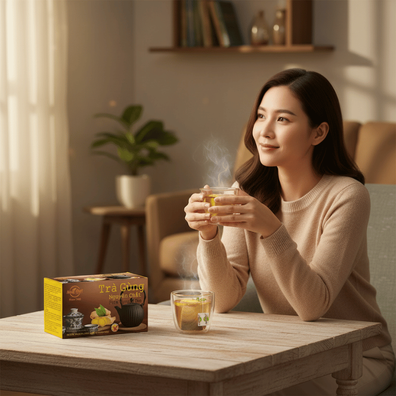 Thư giãn mỗi ngày cùng tách Trà Gừng Nguyên Chất: Cảm giác ấm áp cho tâm trí nhẹ nhàng