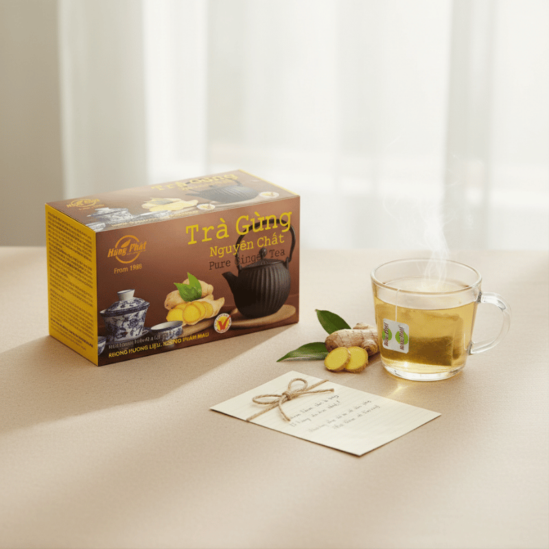 Trà Gừng Nguyên Chất Hùng Phát – Món quà tinh tế từ thiên nhiên dành tặng người thân yêu