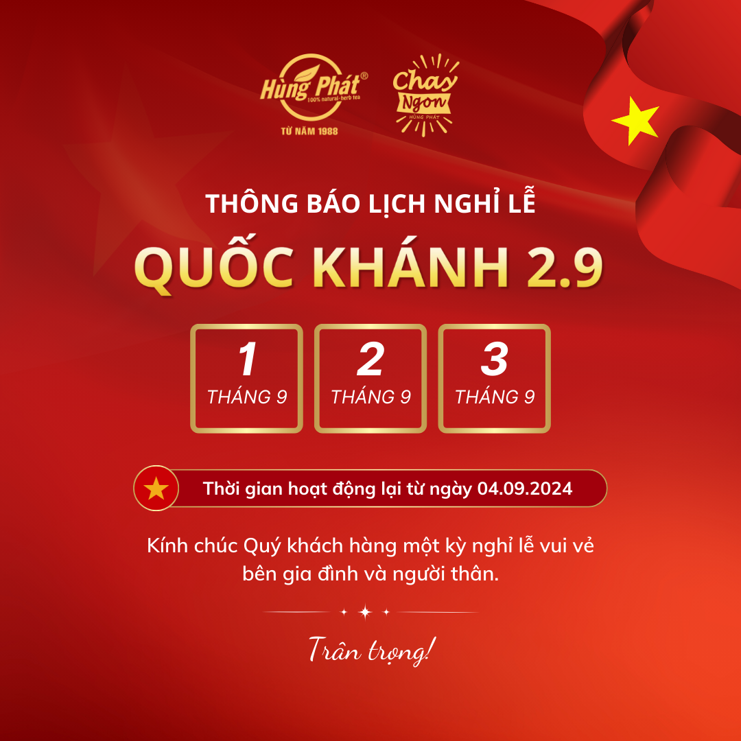 Thông báo lịch nghỉ lễ Quốc Khánh Việt Nam 2/9