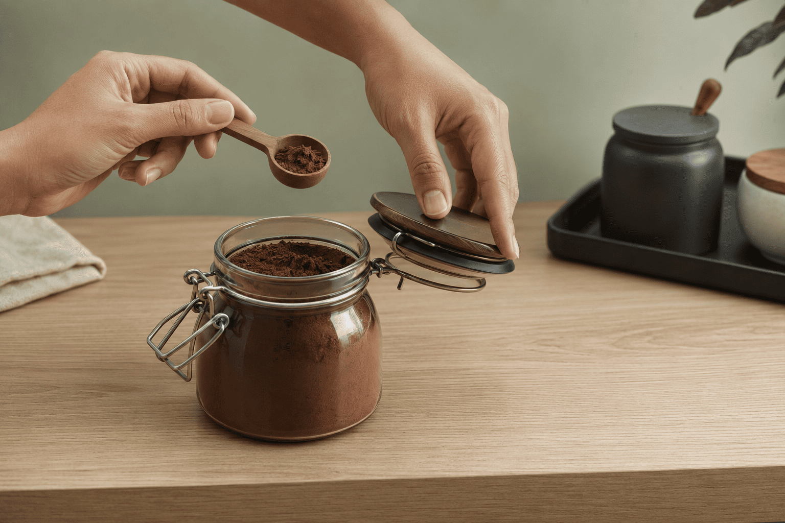 Cách bảo quản bột cacao sau khi mở hộp để hạn chế ẩm, vón cục và mất hương