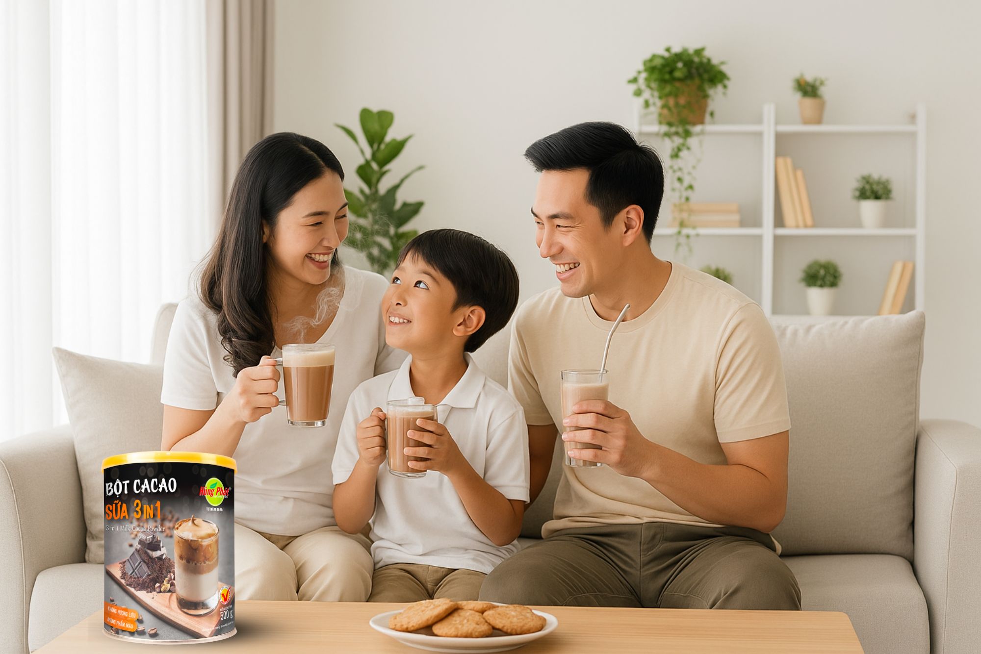 Khoảnh Khắc Gia Đình Thêm Ấm Áp Bên Ly Cacao Hùng Phát