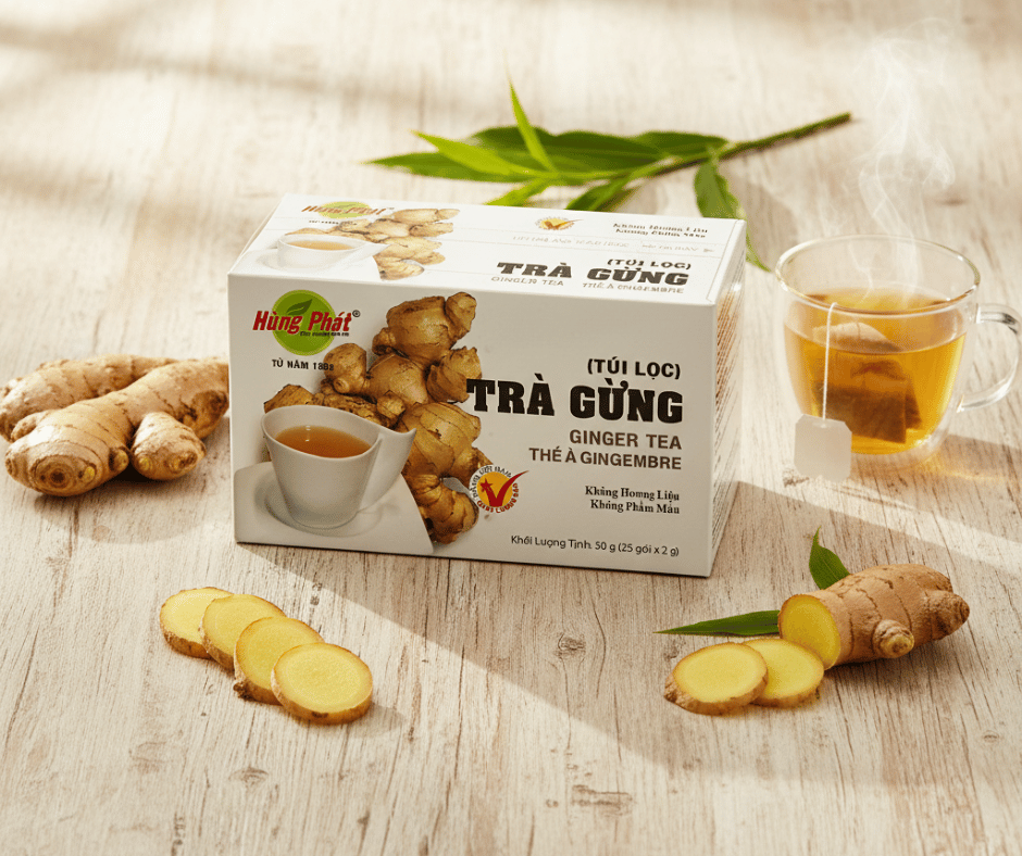 Trà Gừng Túi Lọc Hùng Phát – Giải Pháp Trà Gừng Tiện Lợi Cho Nhịp Sống Hiện Đại