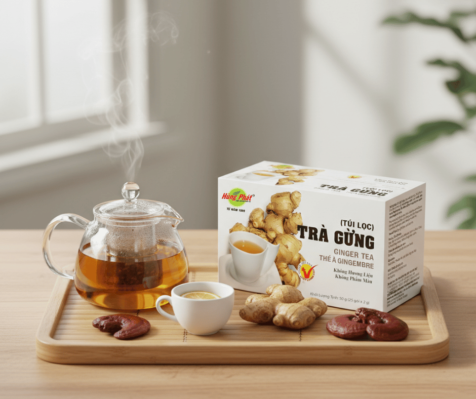 Từ Nguyên Liệu Thô Đến Trà Gừng Túi Lọc Hùng Phát