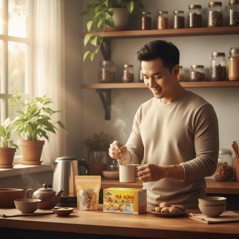 Cách Pha Trà Gừng Hòa Tan Hùng Phát Khi Không Có Nhiều Thời Gian