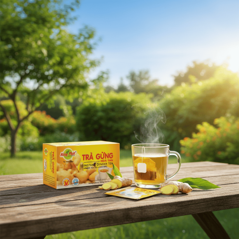 Trà Gừng Hòa Tan Hùng Phát – Hương Vị Ấm Áp Từ Gừng Già Tự Nhiên Cho Ngày Mới