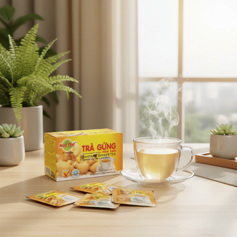 Trà Gừng Hòa Tan Hùng Phát – Người bạn đồng hành ấm áp trong những ngày thời tiết se lạnh