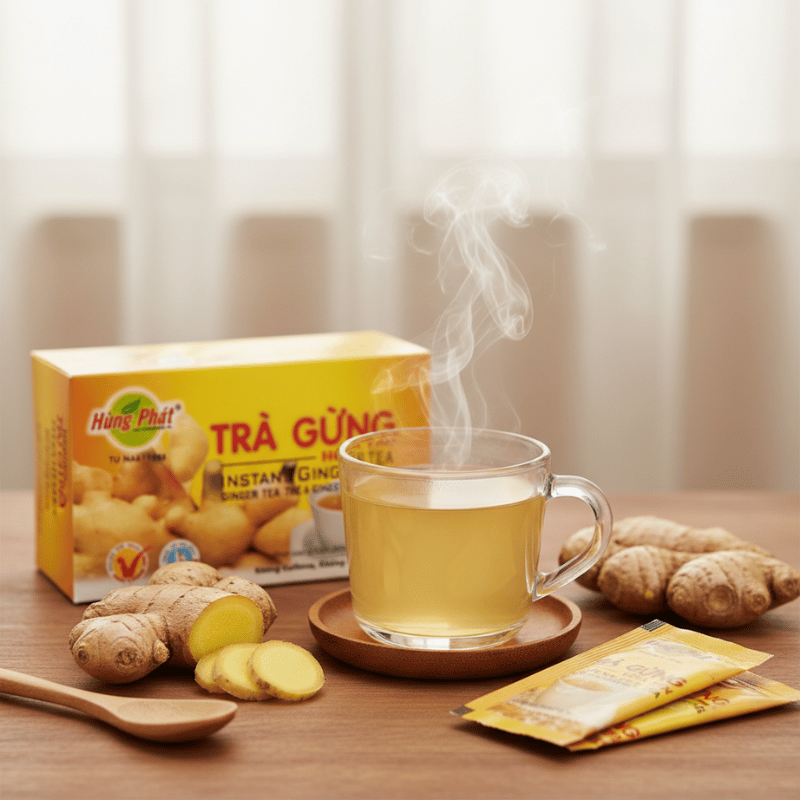 Lối sống tối giản và sự tiện lợi từ gói Trà Gừng Hòa Tan Hùng Phát hiện đại