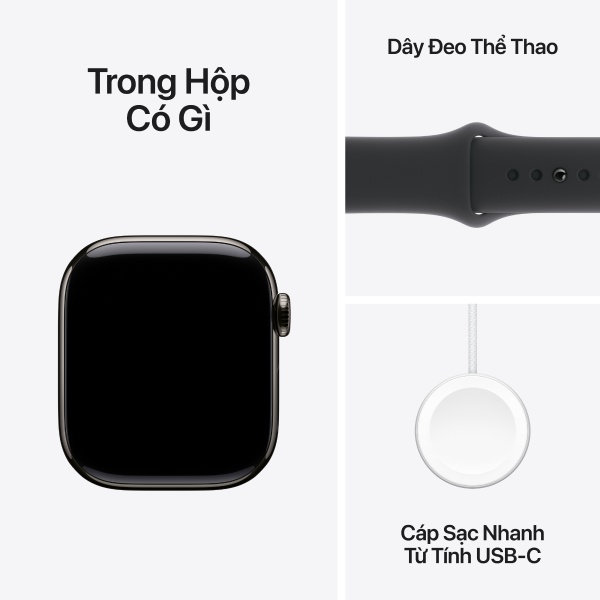 Apple Watch Series 10 46mm 4G Viền Titan Dây Cao Su Size S/M | Chính hãng Apple Việt Nam