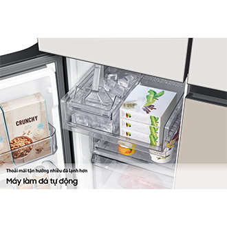 Tủ Lạnh Bespoke 4 Cửa với Beverage Center™ màu Trắng Thạch Anh/Nâu Be, 648L