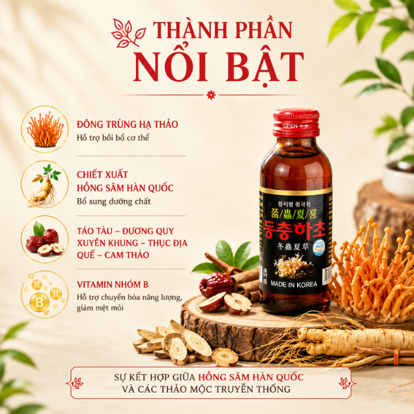 Nước Uống Vị Đông Trùng Đông A Hàn Quốc Hộp 10 Chai x 100ml