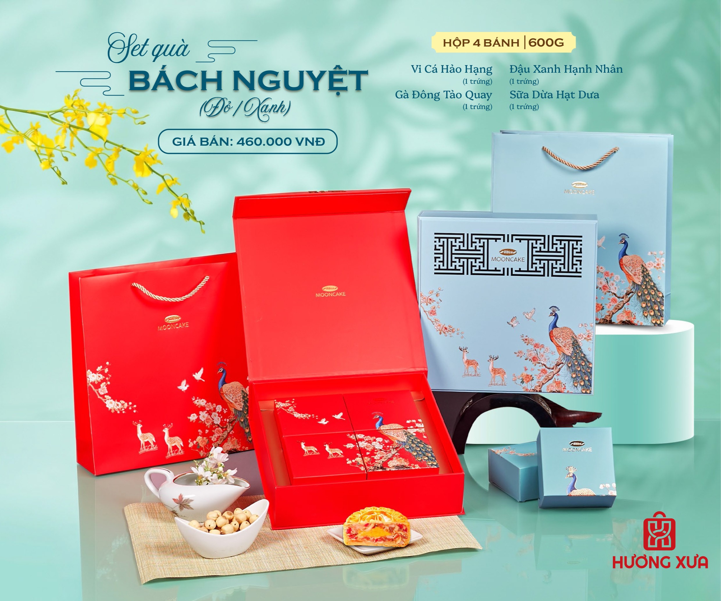 Bánh Trung Thu Bibica 2026 Hộp Bách Nguyệt Đỏ 