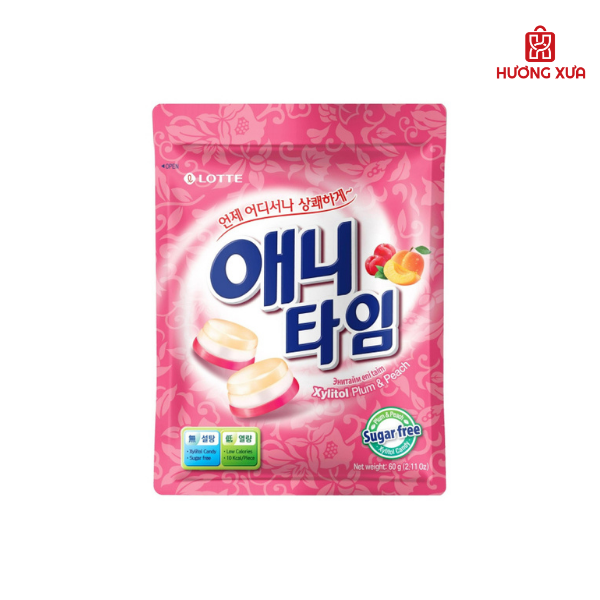 Kẹo Cứng Lotte Anytime Vị Mận Đào 60g